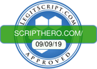 Logo indicates that scripthero.com is legitscript.com approved